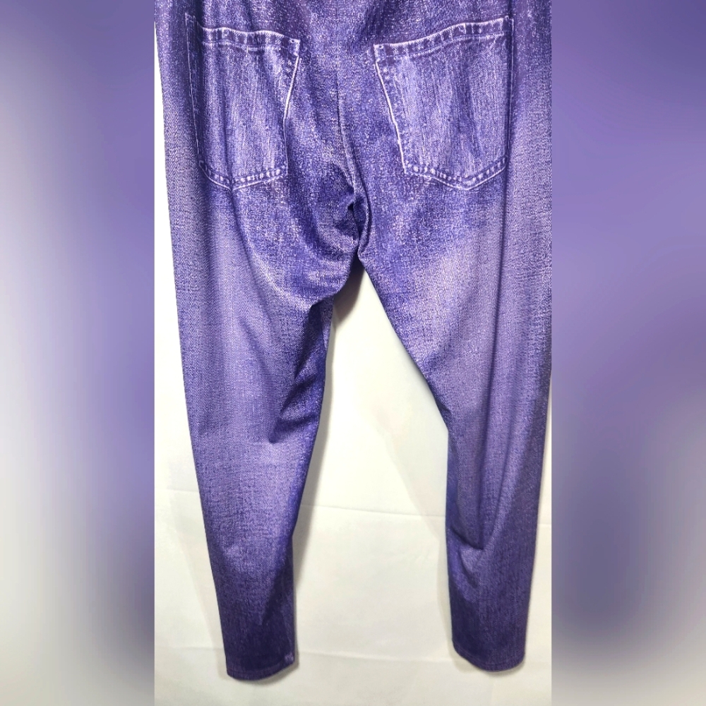 ⚡️🛍 4/$20 🛍 Purple Denim Print Leggings-Size 4XL (fits Like Size 20)- NWOT - Picture 4 of 9